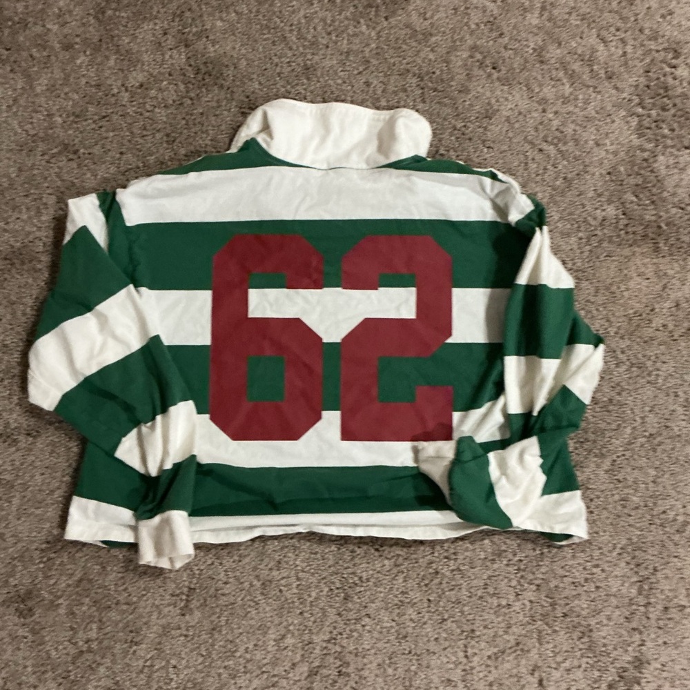Tilly's Green and White Striped Crop Top - Picture 3 of 3